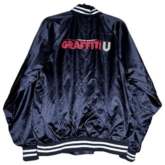 KEITH URBAN GRAFFITI U Tour VIP Retro Satin Concert Bomber Jacket Men's Size Lar - Picture 1 of 7